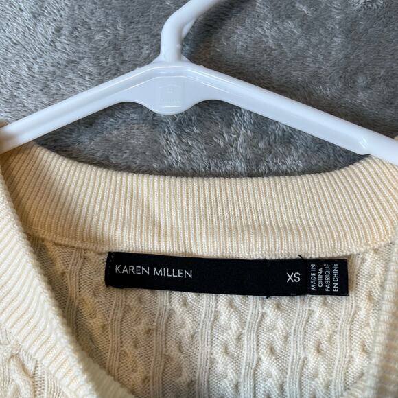 Karen Millen Women’s XS Wool Blend Textured Sweater Cream - Picture 3 of 6